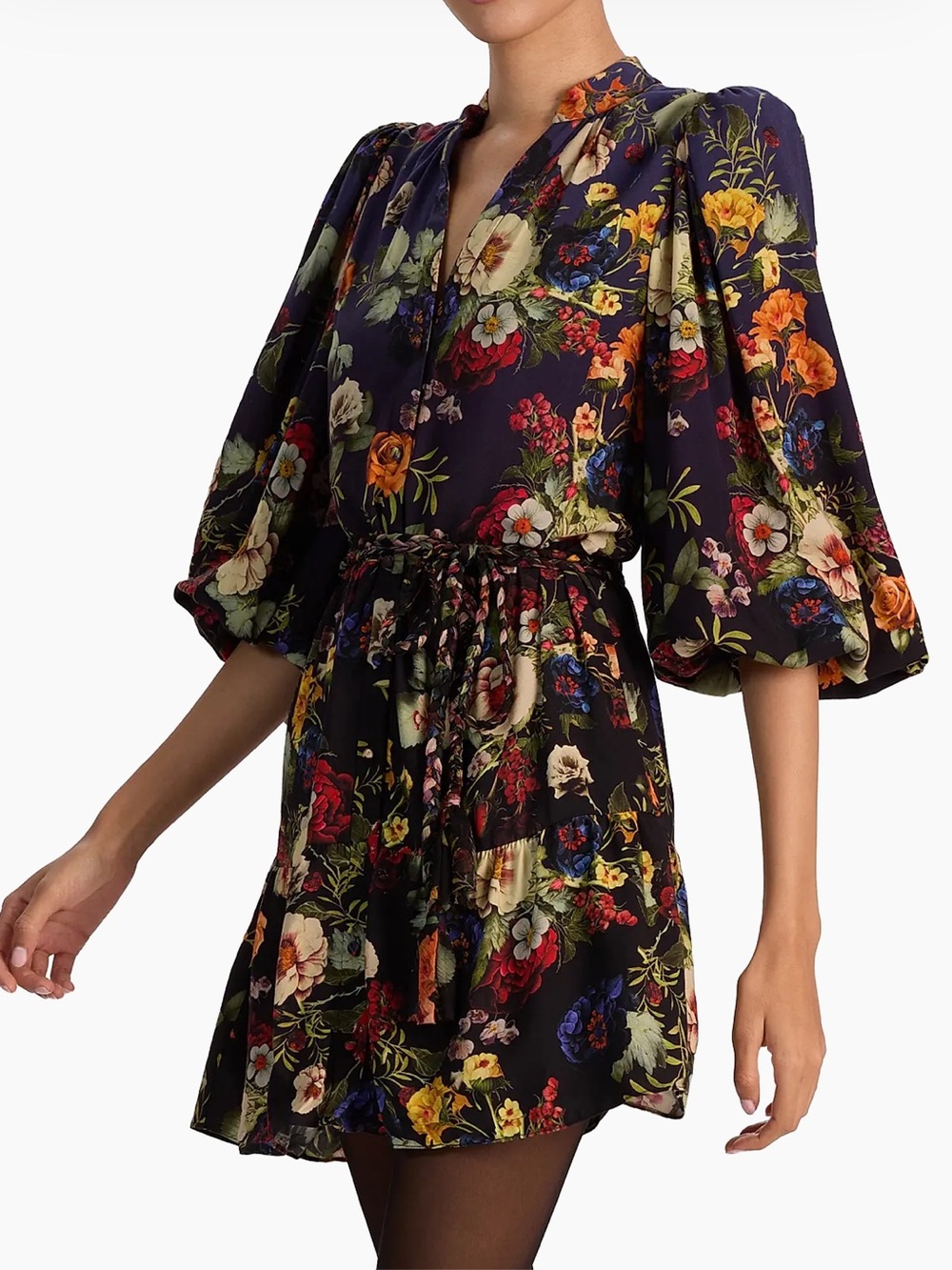 ALICE + OLIVIA Antonette Floral Balloon-Sleeve Minidress size 10 NWT - Picture 3 of 9